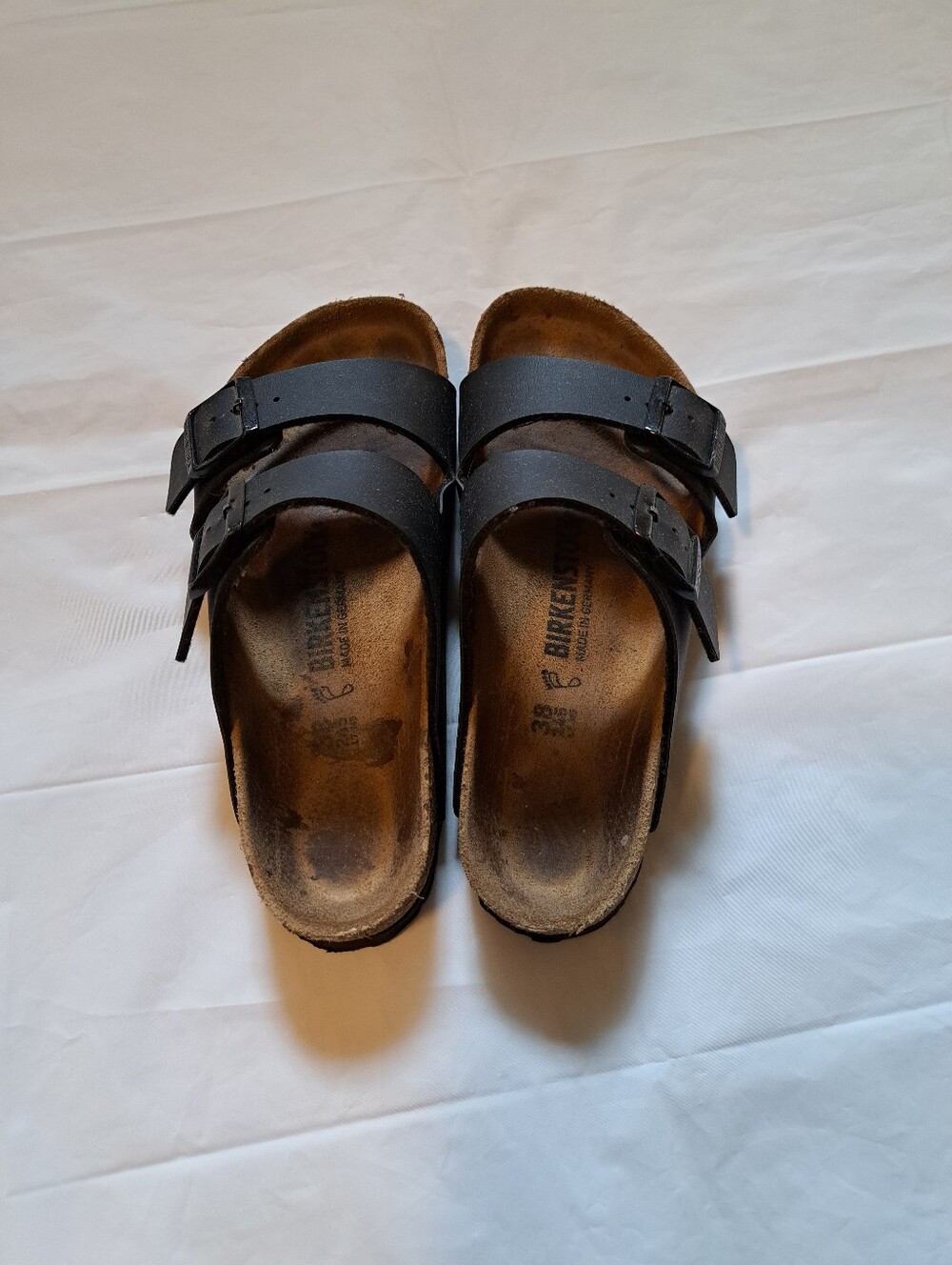 Black Double-Strap Birkenstock Slide Sandals - Picture 2 of 6